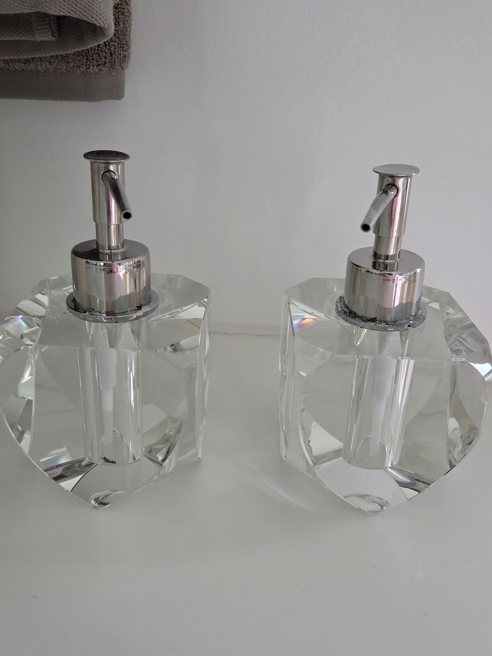 Luxury Heavy Cut-Crystal Soap / Lotion Dispensers (Set of 2) – High End